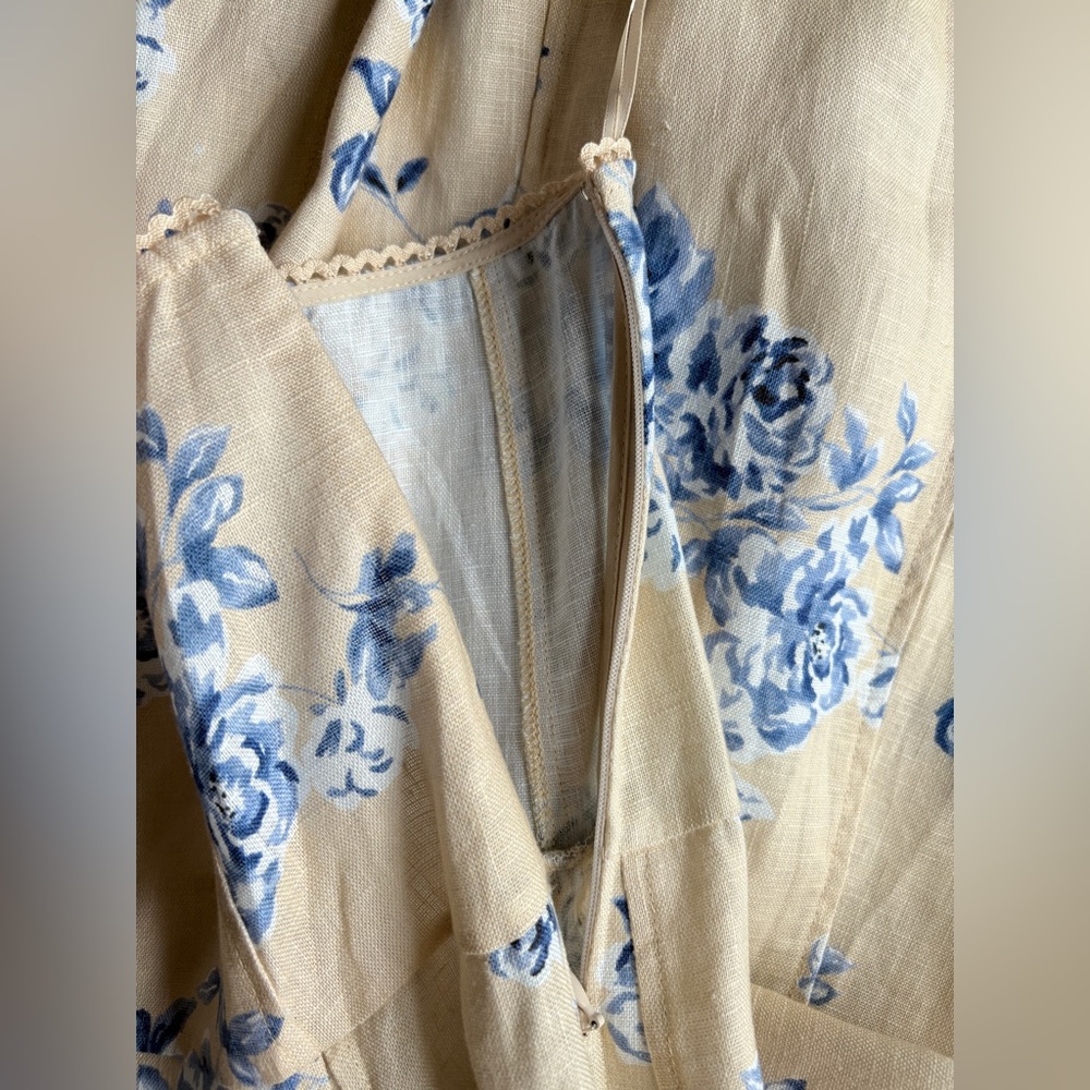 NEW Reformation Anatolia Linen Corset Two Piece Hugo Beige Blue Floral US 2 UK 6 - Picture 13 of 16
